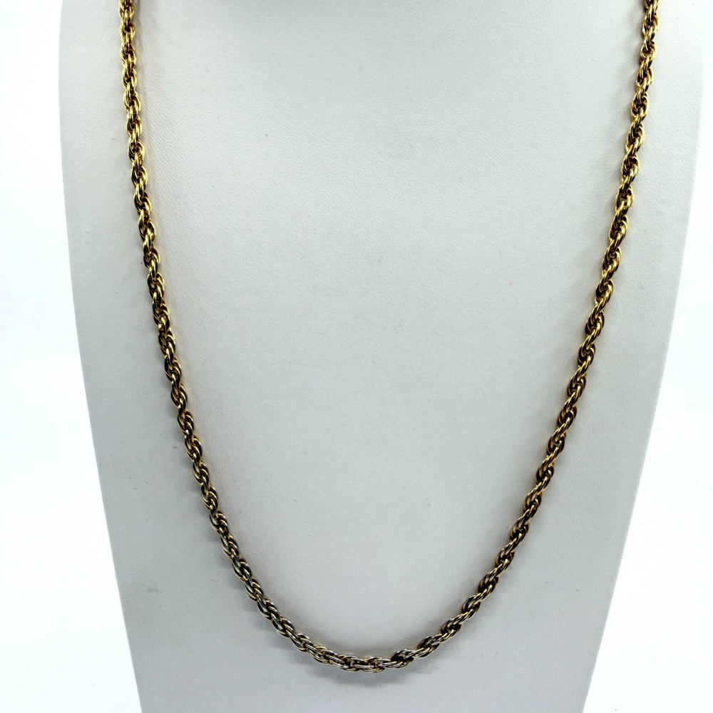Vintage Trifari Gold Tone Rope Chain Necklace Retro Classic Everyday Layered 24"